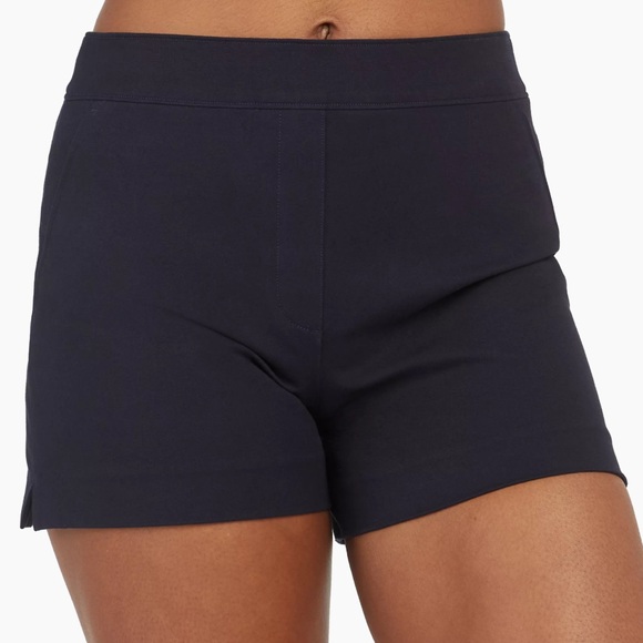 Spanx Polished 6” Stretch Cotton Shorts Classic Navy - Picture 2 of 7